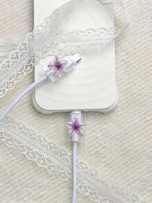 2pcs Gradient Plumeria Data Cable Protector, Anti-Breakage And Durable, Suitable For Daily Commute And Home Use, Gradient Ins Style Flower Data Cable Anti-Breakage Protector, Compatible With Apple 18W/20W PD Fast Charging, Holiday Small Gift, Cute Small Gift Recommendation For Best Friends - 2PCS Plumeria - View 16