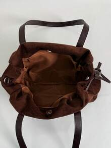 Women's Shoulder Tote Bag, Fashion Matte PU Coffee Color, Large Capacity With Heart Pendant, Suitable For Shopping And Commuting - Coffee - View 9