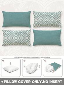 4pcs,Geometric Pattern,Home Decor,Gift,Hypoallergenic Polyester Material,Hidden Zipper,No Filling,Suitable For Home Decor,Living Room Decor,Pillow Case,Cushion Cover,Pillowcase,Sofa Decorative Cushion,Mat Cover,Soft Cushion. - Nile Blue - View 10