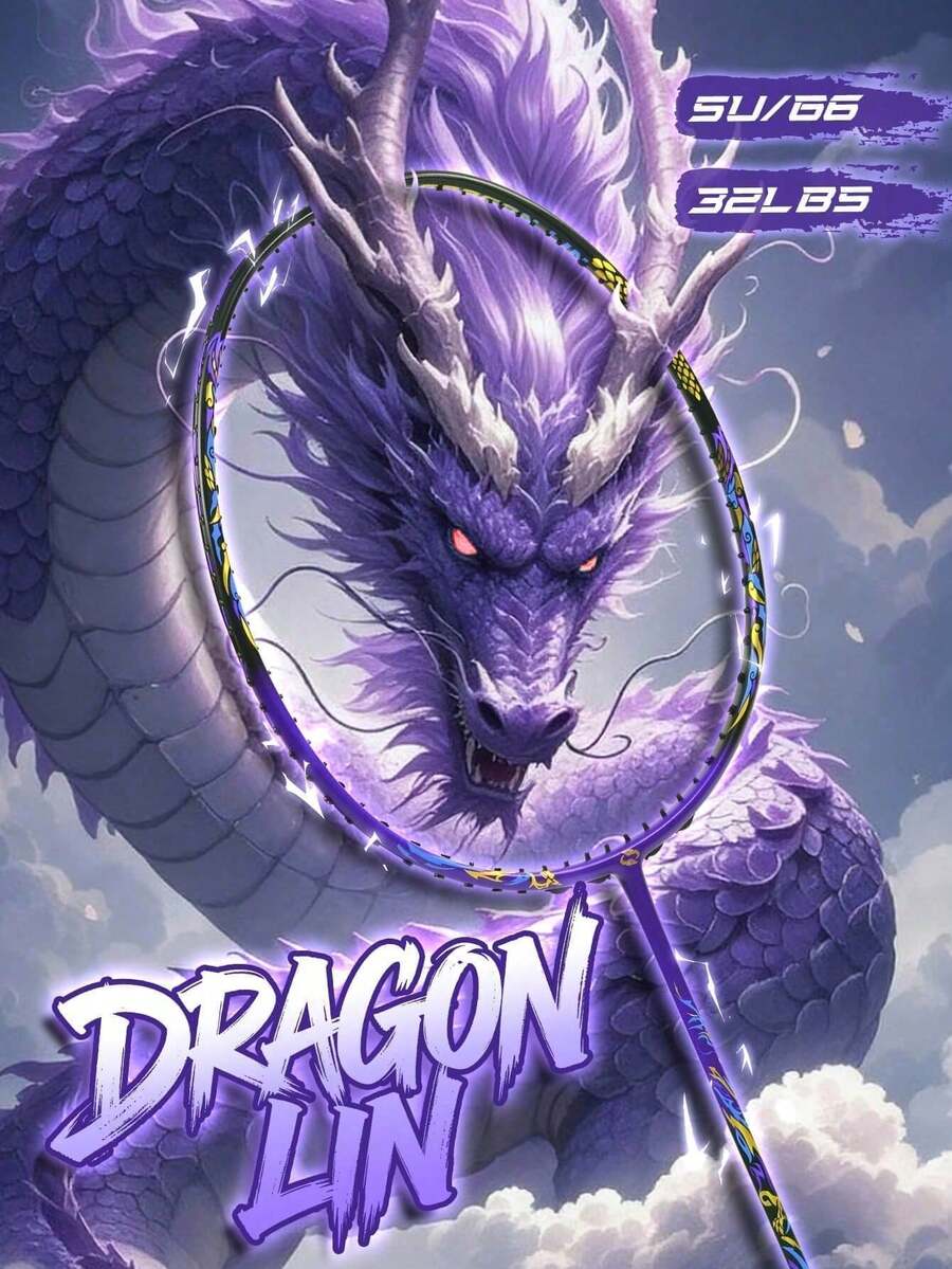 SALYWEE Dragon Lin Badminton Racket 5U G6 - T800 Carbon Fiber & 30T 6.8mm Mid Shaft, 28-32lbs, Secondary Molding Hybrid Frame, Fish Mouth Cone Cap, Offensive Racquets (300±3mm)