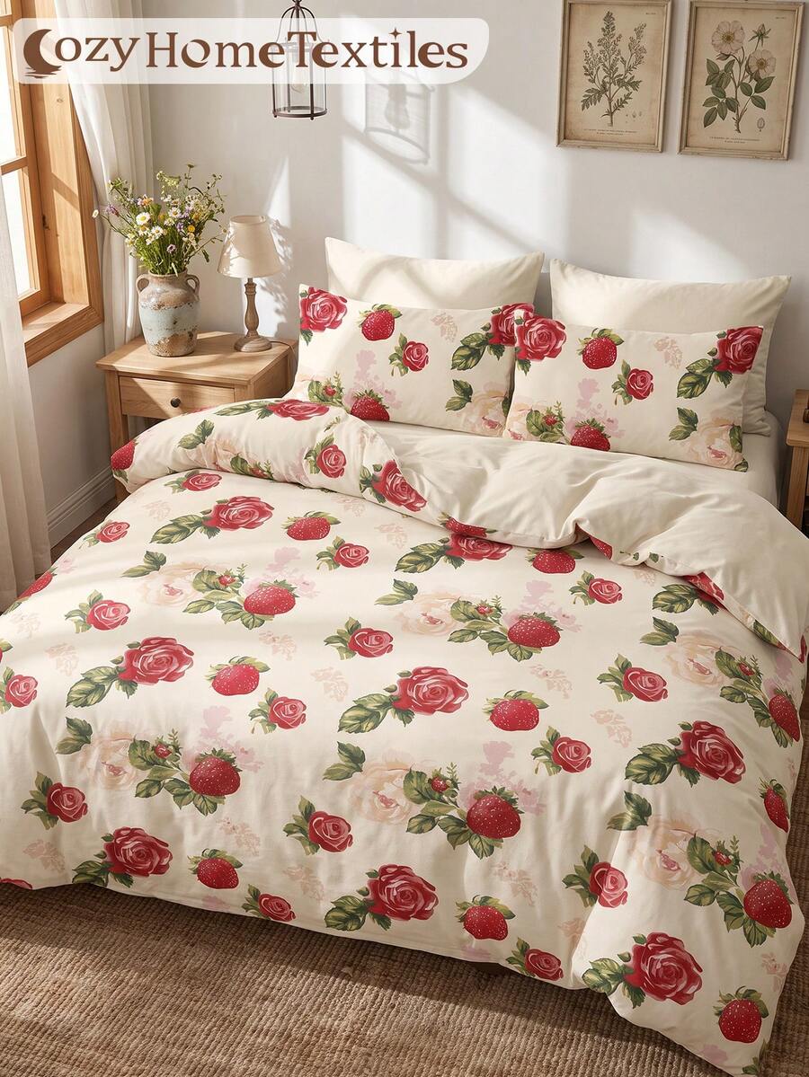 2/3 Piece Set Vintage Floral Print Duvet Cover Bedding Set, Comfortable And Breathable, Lightweight And Anti-Pilling, Machine Washable, Room Decor, Bedroom Decor, Dorm Bedding, Suitable For All Seasons, Fits Twin/Full/Queen/King/California King Beds, Autumn Home Decor, No Filling Included