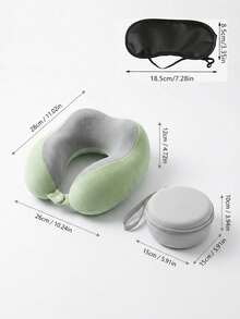 3PC1 Set: U-Shaped Soft Travel Neck Pillow + Eye Mask + Storage Box, Memory Foam Nap Pillow With Head Support Portable Pillow, Unisex, Suitable For Airplanes, Cars, And Home Recliners, Essential Travel Item, Sleep Aid, Perfect For VacationAccessories - Multicolor - View 5