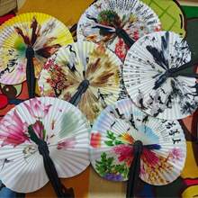 5/10pcs Exquisite Mixed Style Paper Folding Fans, Cute Ancient Style Portable Folding Fan Props - Multicolor - View 8