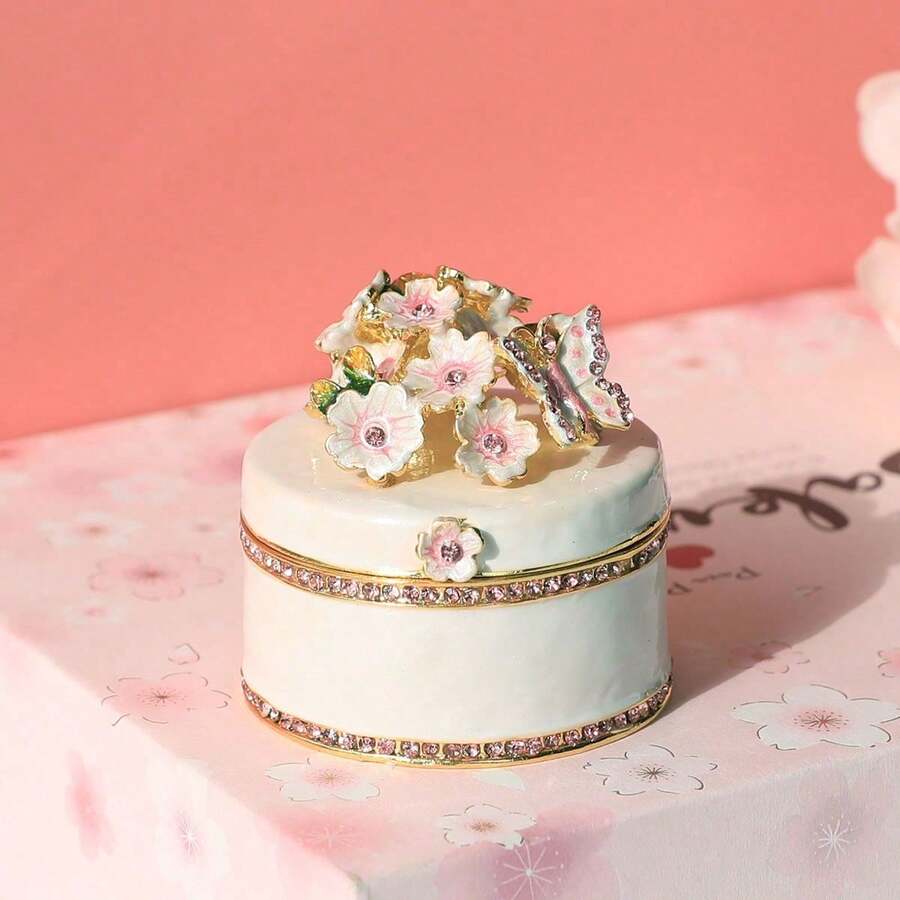 Decorative Jewelry Chests & Boxes - White Double Box (cherry Blossom) - View 1