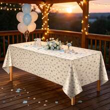 1pc/3pcs Vintage Western Cowboy Style Disposable Plastic Tablecloth, Beige Background With Hand-Painted Cowboy Hat, Cactus, Bull Head Pattern, Suitable For Western Theme Party, Birthday Gathering, Theme Event. 137*274cm - Multicolor - View 4