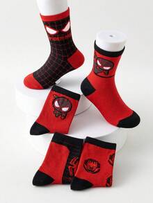 1/5/10 Pairs Disney Street Style Funny Kids Mid-Calf Socks Halloween Christmas Cartoon Autumn/Winter Spider-Man - Multicolor - View 10