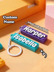 Customized Personalized Letter Keychain - Block-Style Name Keychain - High Quality & Durable - Perfect Gift For Classmates, Backpack/Bag Charm - Souvenir, Birthday Gift, Father's Day Gift - English Letters Only - Multicolor - View 7