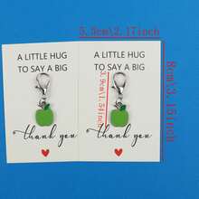 5pcs/10pcs Green Apple Enamel Lobster Clasp Keychain, "A Little Hug To Say A Big Thank You" Paper Card, Fresh Fruit Pocket Hug Gratitude Gift - Multicolor - View 3