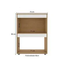 Balcão Cooktop Adriana Amêdoa/Branco C/Tampo Fogão 4 ou 5 Bocas - AJL Móveis - Marrom Claro - Visão 4