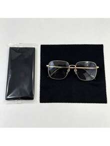 1pc Full Metal Frame Rhinestone Decor Transparent Lens Glasses, Women's Fashion Decorative Glasses, Daily Wear (Without Glasses Case) - Multicolor - View 17