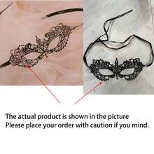 1pc Women's Lace Sexy Vintage Hollow Decor Mask, Half Face Floral Pattern, Suitable For Party, Masquerade Ball, Wedding, No Power Needed Vintage Mask, Sexy Black Masquerade Mask, Lightweight Fabric Costume Accessory For Women, Suitable For Valentine's Day, Wedding, Gift For Friend, Halloween - Black - View 6