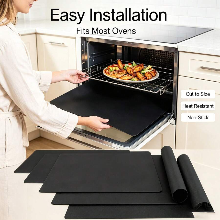 1/2/4pcs Reusable Oven Liners, Suitable For Electric Oven,Gas Oven, Toaster Oven, Microwave, Grill, Non-StickAnd Easy To Clean - Black - View 1