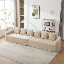 Sectional Sofa Khaki 6 Seat Made Of Chenille For Living Room And Lounge - Khaki 6 Seat - View 5