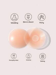 SHEIN 2/6/12/24 Buah Penutup Puting Bulat Sekali Pakai Perekat Sendiri Penutup Puting Tak Terlihat Stiker Puting Kelopak dengan Kotak Penyimpanan Aksesoris Pakaian Dalam Wanita - MultiWarna - View 4