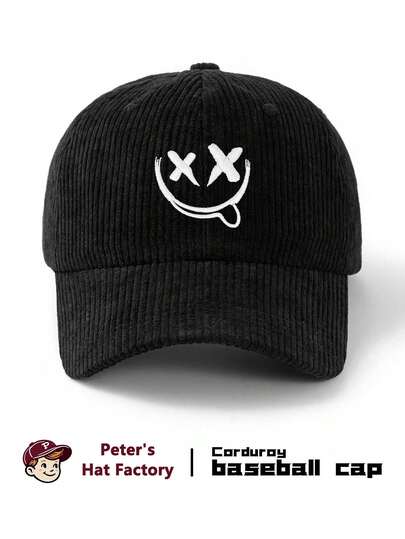 1pc Unisex XX Tongue Embroidered Corduroy Baseball Cap, Fashionable Sports Duck Bill Hat, Sun Protection Breathable Outdoor Hat, Adjustable Hat Circumference, Suitable For Outdoor Sports, Camping, Climbing, Fishing