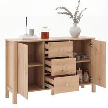 With Storage Sideboard Natural Made Of Wood For Living Room And Dining Room - 橡木 - 查看 8
