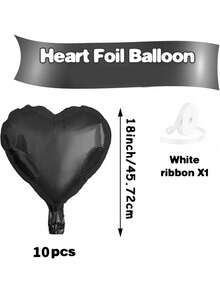 10pcs/Set 18inch Heart Shaped Foil Balloon In Gold, White, Red, Pink, Blue, Cream, Light Gold, Black - Perfect For Birthday Party, Wedding, Valentine's Day, Anniversary, Bridal Shower, New Year Party Decoration, Room Decor, Photo Props - Multicolor - View 20