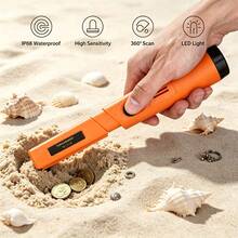 1pc Metal Detector Handheld, Waterproof 360 Scan Mine Treasure Detector With High Sensitivity, Includes Belt And Holster, Golden Treasure Hunting Unearthing Tool With Buzzer Vibration,Portable New Style(Battery Not Included) - Orange - View 1