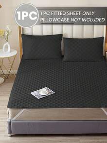 1pc Waterproof Dustproof Mattress Protector Cover With Elastic Band, Soft & Breathable, Black, Suitable For All Seasons - Black - View 3
