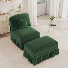 Sofa Green Made Of Chenille For Living Room - 綠色 1 人座 - 查看 5