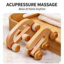 Wooden Massage Tool Set, Handheld Wooden Roller Massager, Suitable For Full Body, Anti-Cellulite Lymphatic Detox Muscle Relaxation Massager, Suitable For Neck, Back, Legs, Home SPA Use - View 7
