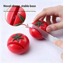 Cartoon Tomato Shaped Mini Knife Sharpener, Portable Sharpening Stone, Scissors Sharpener, Kitchen Gadget, Kitchen Supplies - Multicolor - View 3