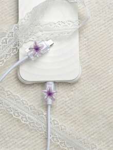 2pcs Gradient Plumeria Data Cable Protector, Anti-Breakage And Durable, Suitable For Daily Commute And Home Use, Gradient Ins Style Flower Data Cable Anti-Breakage Protector, Compatible With Apple 18W/20W PD Fast Charging, Holiday Small Gift, Cute Small Gift For Best Friends - 2pcs Plumeria - View 14