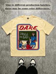 Camisetas estampadas para hombre, estilo urbano Y2K, camisetas vintage, camisetas divertidas, camisetas gráficas, camisetas con estampado "Dare Are Bad", camisetas gráficas para hombre.