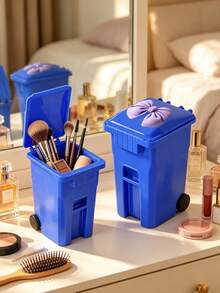 Trash Can Shaped Makeup Brush Storage,Fun Stationery Storage Box,Desktop Placement For Discarded Paper Strips And Notes,Office Workstation Corner Placement Decor,Suitable For Students,Office Workers,Teacher's Day,Birthday,Back To School Essential - Multicolor - View 3