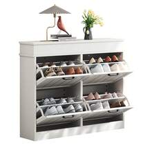 Shoe Cabinet White Made Of Wood For Hallway And Entryway - 白色 - 查看 5
