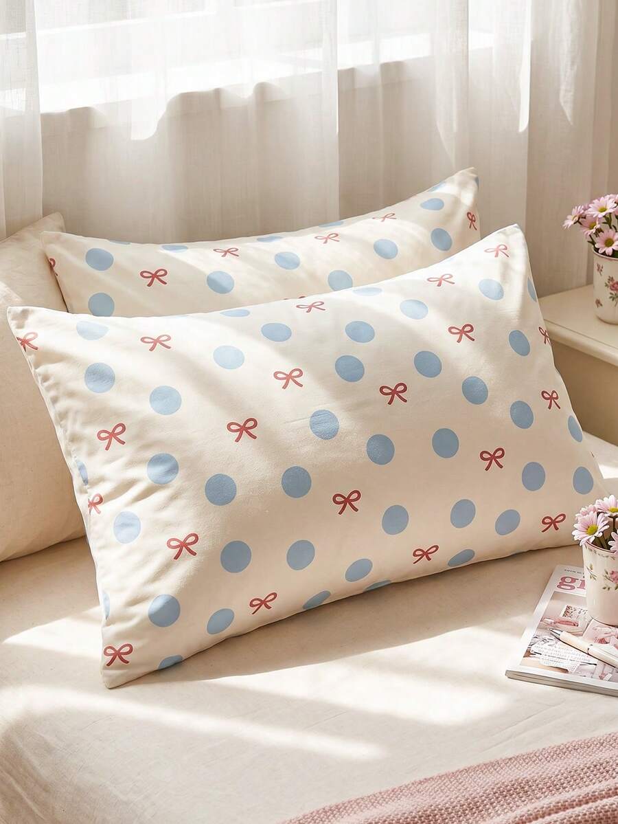 1/2pcs Printed Pillowcase Set (No Filling), Soft Fabric, Multiple Colors Available, Soft And Breathable, Skin-Friendly And Comfortable, Cozy Home Textile, Suitable For Home Bedding And School Dorm Bedding, Back To School Essential