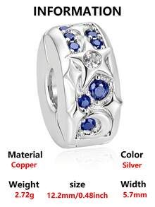 1pc Fashion Charming Minimalist Niche Design Positioning Buckle Series Petal, Butterfly, Star Moon, Demon Eye Bead Charm Creative Daily Versatile DIY Bracelet Necklace Gift - Silver - View 12