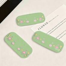 1pc Cartoon Grass Flower Adhesive Makeup Mirror Phone Stand Foldable Mirror Binge-Watching Stand Niche Minimalist New Style - Multicolor - View 2