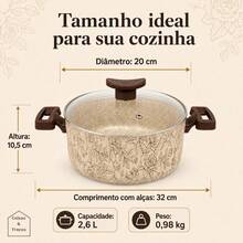 Caçarola Antiaderente Floral Coisas & Trecos 20, 22 ou 24 cm Tampa de Vidro - Visão 13