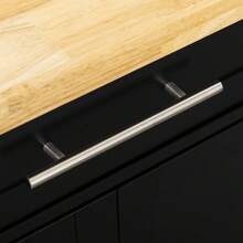 Carrito de Cocina con Encimera y Estante para Especias, Porta Toallas para Sala de Estar y Comedor 109x40x89cm - Negro + Madera - Ver 8