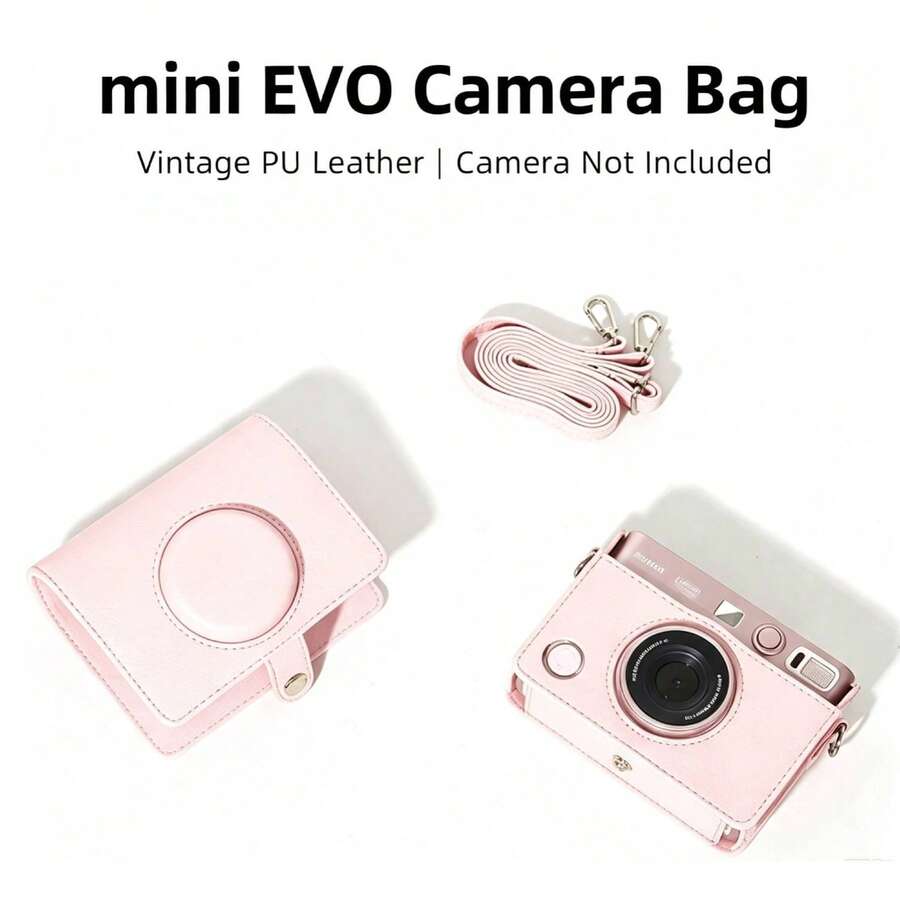 1 قطعة حافظة واقية لكاميرا Fujifilm Mini مع فتحة طباعة الصور، حقيبة كاميرا صغيرة من جلد PU بنسيج الليتشي مع حزام كتف قابل للتعديل، منفذ شحن دقيق وغطاء واقي قابل للفصل - مشاهدة 1