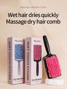 1pc Ultra-Fine Fiber Bristle Comb, Nylon Bristle Quick-Dry Hair Brush, Water-Absorbing Styling Tool, Suitable For Wet Hair Salon - Multicolor - View 6