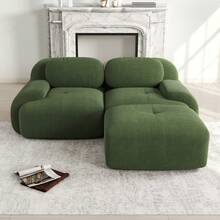 Modular Green Sofa - Corduroy Fabric Modular Sofa No Assembly For Living Room And Lounge - 綠色 2 人座 - 查看 2