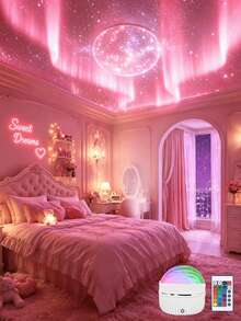 1pc USB RGB Aurora Starry Sky Projector Light With Remote Control, Creates Dreamy Starry Sky And Aurora Light Effects, Suitable For Home Decor And Cozy Holiday Gift - Multicolor - View 3