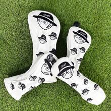 Funny Fisherman Pattern White Golf Club Headcover, PU Material Embroidered Design, Enhanced Club Protection, Golf Accessory - White - View 1