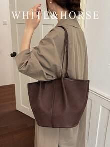Autumn/Winter Women's Brown Shoulder Large Capacity Commuter Underarm Tote Bag - Coffee Brown - View 1