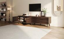 With Storage Tv Stand Brown Made Of Wood For Living Room And Media Area - 核桃 - 查看 10
