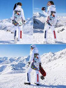 中性滑雪服套裝長褲，白色運動冬季滑雪服 - 白色 - 查看 3