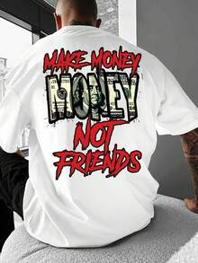 T-shirt tryckt med sloganen 2026 "MAKE MONEY NOT FRIENDS" - stil1 - Visa 11
