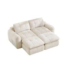 Sofa Beige Made Of Chenille For Living Room - 米色雙座 - 查看 5