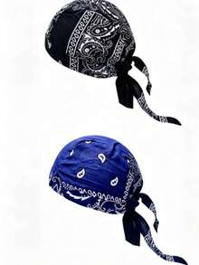 1pc/2pcs European & American Outdoor Cycling Pirate Hat Pure Cotton Printed Single Waistband Multi-Color Bandana Cap Street Dance Hip Hop - Elastic Pirate Hat - View 6