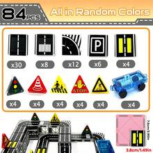 Magnetic Building Blocks Road Set With Cars, Suitable For 4-8 Years Old Children, 6 Cars, Traffic Lights And Road Signs, STEM Educational Building Toy, Suitable For 3-5 Years Old, 4-8 Years Old, 5-7 Years Old Boys And Girls, Expandable Magnetic Assembly - Multicolor - View 12