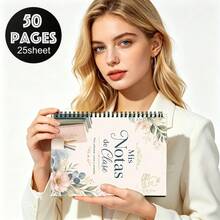 1PC A5 Spanish Mis Notas De Clase Floral Spiral Notebook, 50 Pages/25 Sheets, Teacher Journal For Lesson Planning, Classroom Notes, Teaching Organization And Daily School Office Use - A5 - View 6