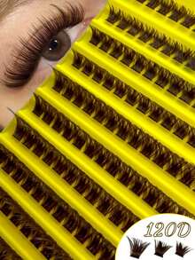 160 Pack 120D Super Thick Brown Eyelash Extension Set, Natural Dark Brown Eyelash Extension Set, Thin Single Eyelashes, D-Shaped Curl Eyelash Extension Set, DIY Eyelashes,Autumn Lashes Clust - D - View 2