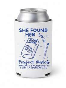 Personalized Can Sleeve For Bachelorette Party, Custom Name And Location Can Cooler With A Match Made In Heaven Artwork, Bridal Shower Drink Accessory For Beach Weekends, Bride Squad Events And Celebration Keepsake - Multicolor - View 13